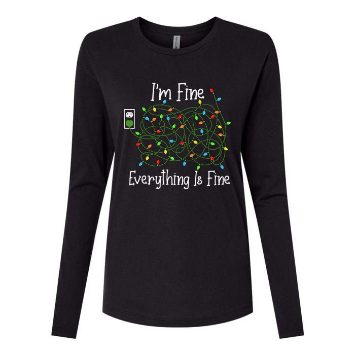 It's Fine I'm Fine Everything Is Fine Funny Christmas Lights  Womens Cotton Relaxed Long Sleeve T-Shirt