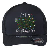 It's Fine I'm Fine Everything Is Fine Funny Christmas Lights  Flexfit Unipanel Trucker Cap