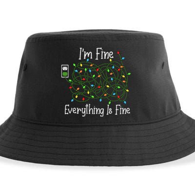 It's Fine I'm Fine Everything Is Fine Funny Christmas Lights  Sustainable Bucket Hat