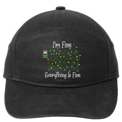 It's Fine I'm Fine Everything Is Fine Funny Christmas Lights  7-Panel Snapback Hat