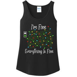 It's Fine I'm Fine Everything Is Fine Funny Christmas Lights  Ladies Essential Tank