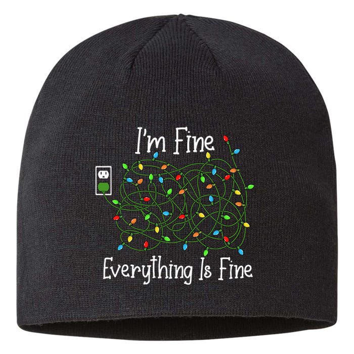 It's Fine I'm Fine Everything Is Fine Funny Christmas Lights  Sustainable Beanie