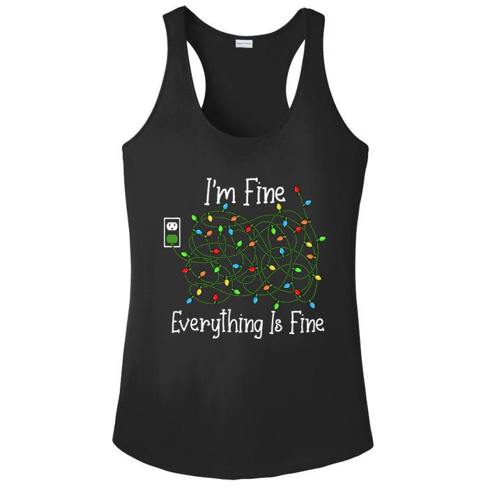 It's Fine I'm Fine Everything Is Fine Funny Christmas Lights  Ladies PosiCharge Competitor Racerback Tank