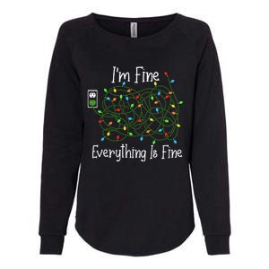 It's Fine I'm Fine Everything Is Fine Funny Christmas Lights  Womens California Wash Sweatshirt