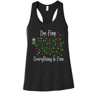 It's Fine I'm Fine Everything Is Fine Funny Christmas Lights  Women's Racerback Tank