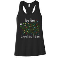 It's Fine I'm Fine Everything Is Fine Funny Christmas Lights  Women's Racerback Tank