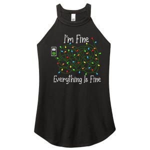 It's Fine I'm Fine Everything Is Fine Funny Christmas Lights  Women's Perfect Tri Rocker Tank