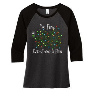 It's Fine I'm Fine Everything Is Fine Funny Christmas Lights  Women's Tri-Blend 3/4-Sleeve Raglan Shirt