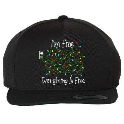 It's Fine I'm Fine Everything Is Fine Funny Christmas Lights  Wool Snapback Cap