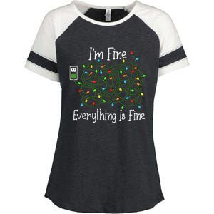 It's Fine I'm Fine Everything Is Fine Funny Christmas Lights  Enza Ladies Jersey Colorblock Tee