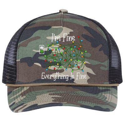 It's Fine I'm Fine Everything Is Fine Funny Christmas Lights  Retro Rope Trucker Hat Cap