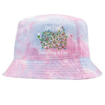 It's Fine I'm Fine Everything Is Fine Funny Christmas Lights  Tie-Dyed Bucket Hat