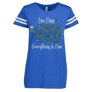 It's Fine I'm Fine Everything Is Fine Funny Christmas Lights  Enza Ladies Jersey Football T-Shirt