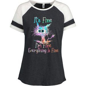 It's Fine I'm Fine Everything Is Fine Enza Ladies Jersey Colorblock Tee