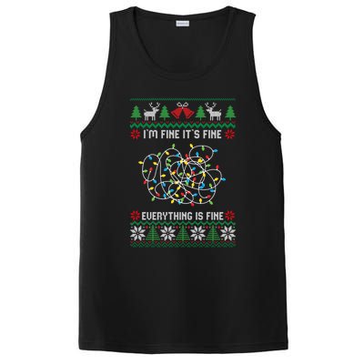 IM Fine Its Fine Everything Is Fine Ugly Christmas Sweater Gift PosiCharge Competitor Tank