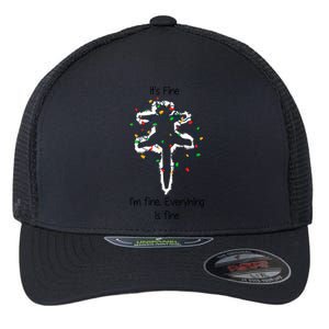 ItS Fine IM Fine Everything Is Fine Funny Cat Christmas Lights Xmas Gift Flexfit Unipanel Trucker Cap