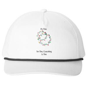 ItS Fine IM Fine Everything Is Fine Funny Cat Christmas Lights Xmas Gift Snapback Five-Panel Rope Hat