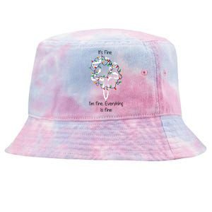 ItS Fine IM Fine Everything Is Fine Funny Cat Christmas Lights Xmas Gift Tie-Dyed Bucket Hat