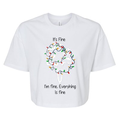 ItS Fine IM Fine Everything Is Fine Funny Cat Christmas Lights Xmas Gift Bella+Canvas Jersey Crop Tee