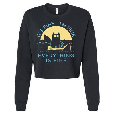 It's Fine I'm Fine Everything Is Fine Cropped Pullover Crew