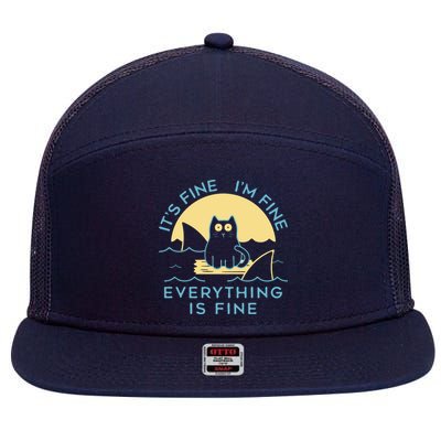 It's Fine I'm Fine Everything Is Fine 7 Panel Mesh Trucker Snapback Hat