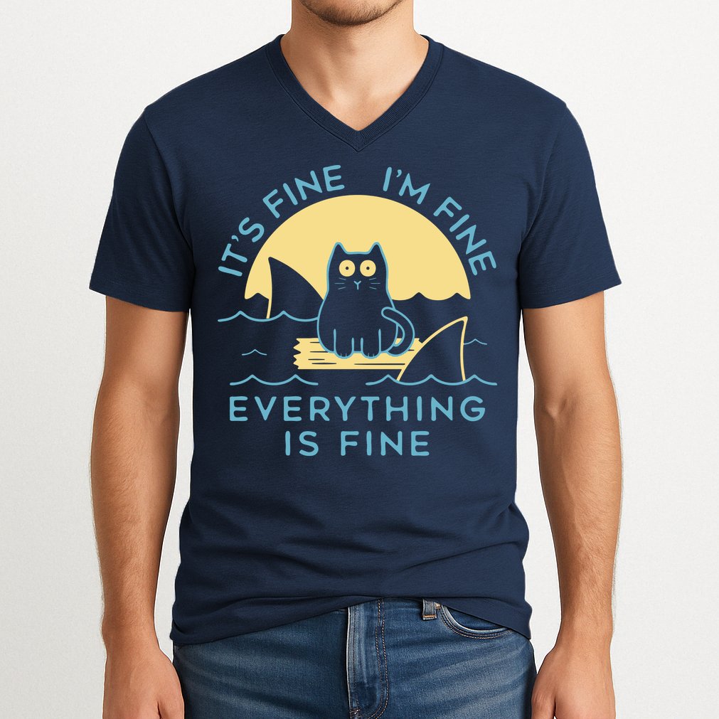 It's Fine I'm Fine Everything Is Fine V-Neck T-Shirt