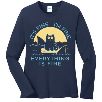 It's Fine I'm Fine Everything Is Fine Ladies Long Sleeve Shirt
