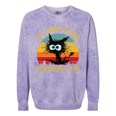 ItS Fine IM Fine Everything Is Fine Funny Sarcastic Cat Colorblast Crewneck Sweatshirt