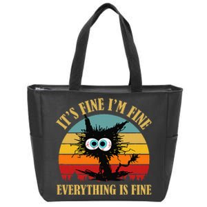 ItS Fine IM Fine Everything Is Fine Funny Sarcastic Cat Zip Tote Bag