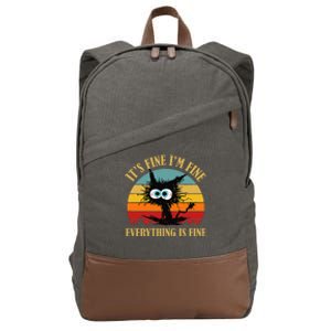 ItS Fine IM Fine Everything Is Fine Funny Sarcastic Cat Cotton Canvas Backpack