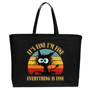 ItS Fine IM Fine Everything Is Fine Funny Sarcastic Cat Cotton Canvas Jumbo Tote