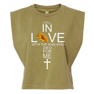 I Fell In Love With The Man Who Died For Me Jesus Garment-Dyed Women's Muscle Tee