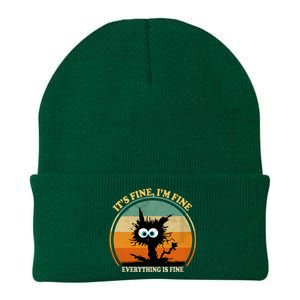 Its Fine Im Fine Everything Is Fine Funny Black Cat Women Knit Cap Winter Beanie