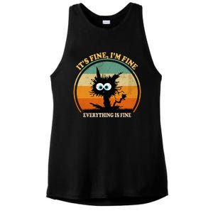 Its Fine Im Fine Everything Is Fine Funny Black Cat Women Ladies PosiCharge Tri-Blend Wicking Tank