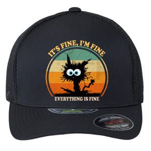 Its Fine Im Fine Everything Is Fine Funny Black Cat Women Flexfit Unipanel Trucker Cap