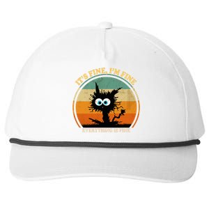 Its Fine Im Fine Everything Is Fine Funny Black Cat Women Snapback Five-Panel Rope Hat