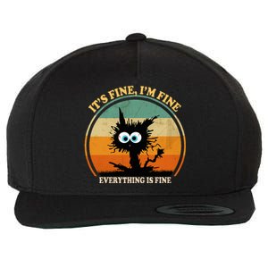 Its Fine Im Fine Everything Is Fine Funny Black Cat Women Wool Snapback Cap