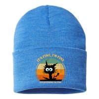 Its Fine Im Fine Everything Is Fine Funny Black Cat Women Sustainable Knit Beanie