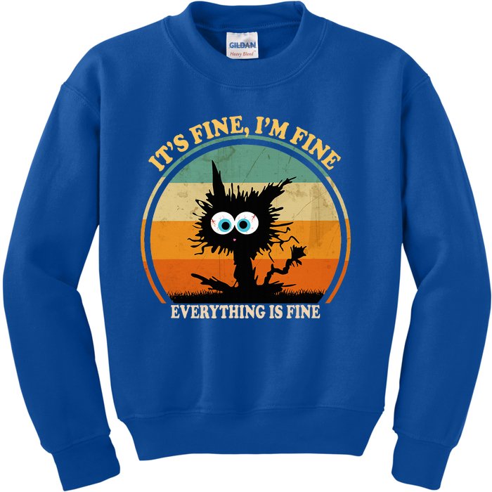 Its Fine Im Fine Everything Is Fine Funny Black Cat Women Kids Sweatshirt