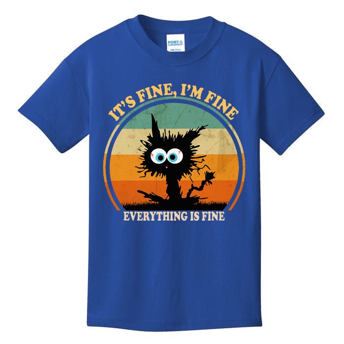 Its Fine Im Fine Everything Is Fine Funny Black Cat Women Kids T-Shirt