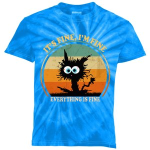 Its Fine Im Fine Everything Is Fine Funny Black Cat Women Kids Tie-Dye T-Shirt