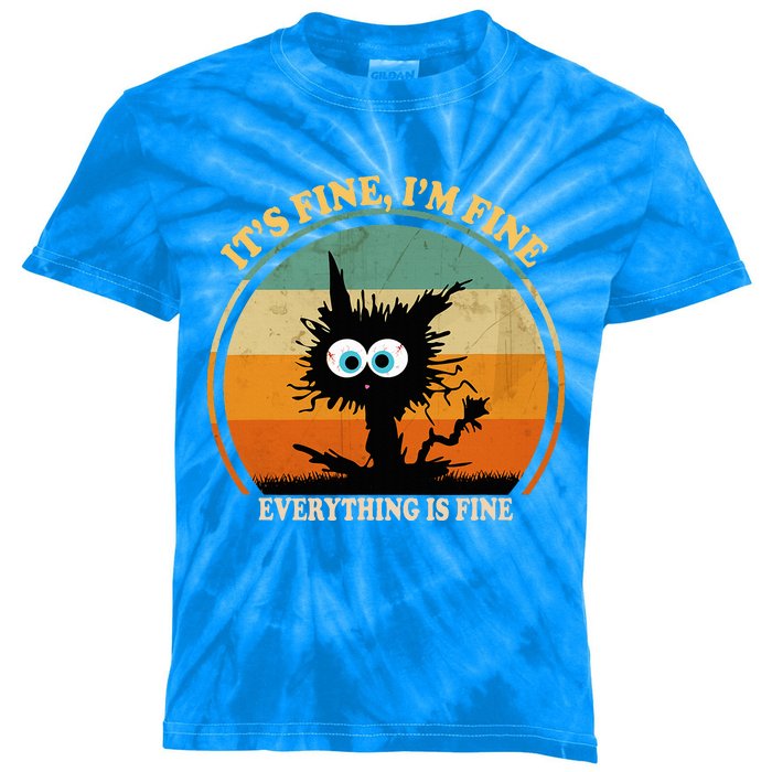 Its Fine Im Fine Everything Is Fine Funny Black Cat Women Kids Tie-Dye T-Shirt