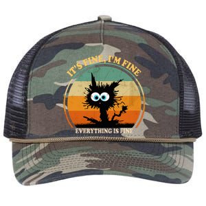 Its Fine Im Fine Everything Is Fine Funny Black Cat Women Retro Rope Trucker Hat Cap