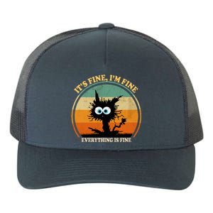 Its Fine Im Fine Everything Is Fine Funny Black Cat Women Yupoong Adult 5-Panel Trucker Hat