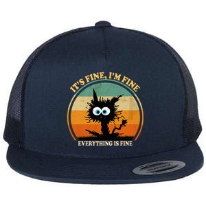 Its Fine Im Fine Everything Is Fine Funny Black Cat Women Flat Bill Trucker Hat