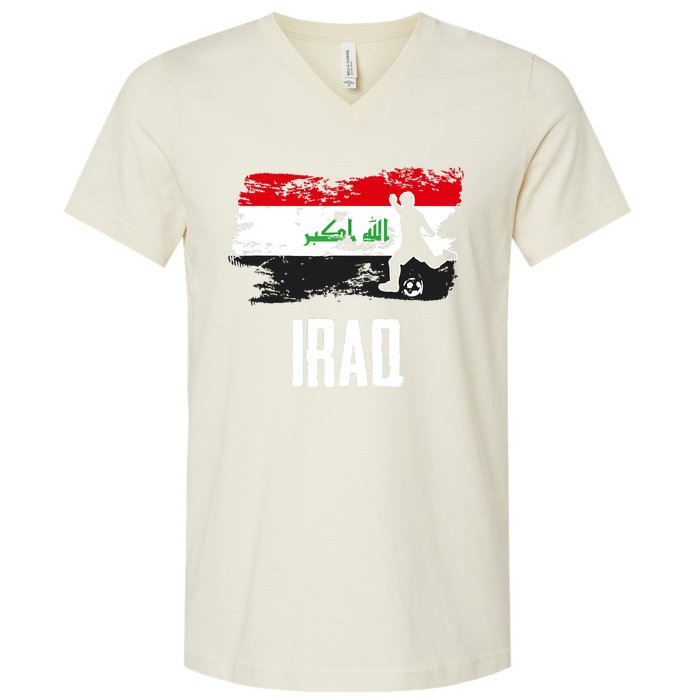 Iraq Flag Jersey Iraqi Soccer Team Iraqi V-Neck T-Shirt