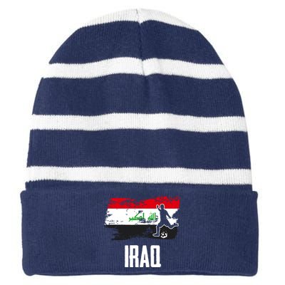 Iraq Flag Jersey Iraqi Soccer Team Iraqi Striped Beanie with Solid Band