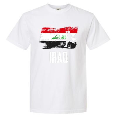 Iraq Flag Jersey Iraqi Soccer Team Iraqi Garment-Dyed Heavyweight T-Shirt