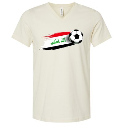 Iraq Flag Jersey Iraqi Soccer Team Iraqi V-Neck T-Shirt