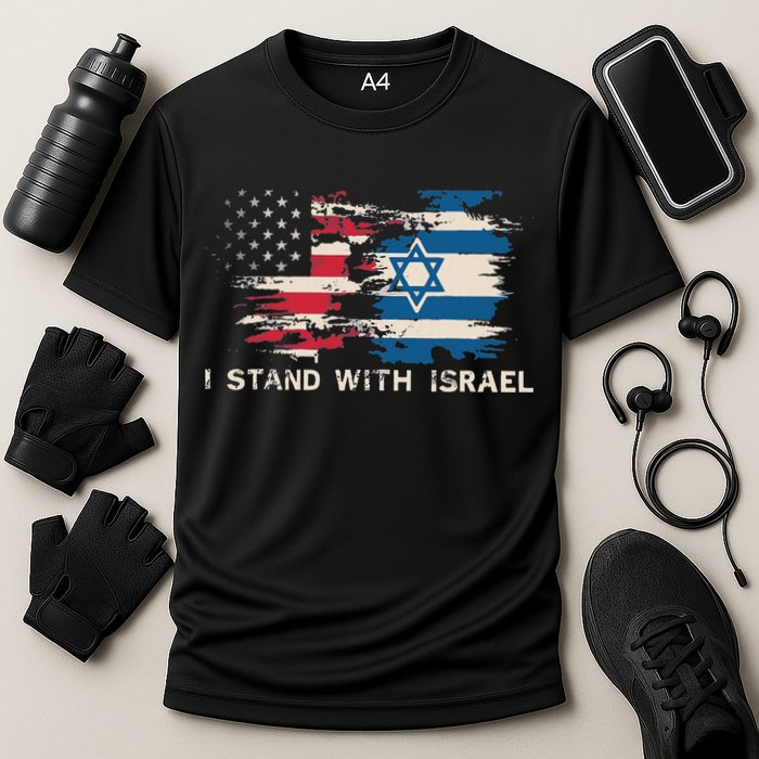 Israeli Flag Jewish Star Of David I Stand With Israel Cooling Performance Crew T-Shirt